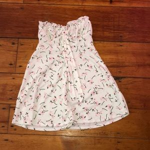 short white flower dress strapless